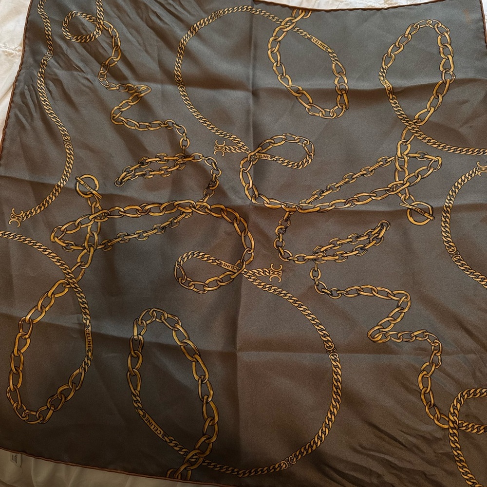 Celine olive Chain Print bandana Scarf